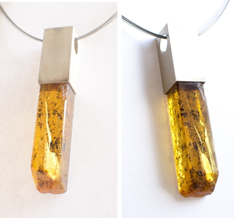 green Silver 925 UNIQUE genuine amberstone NEW Amber Pendant Pendant yellow modern