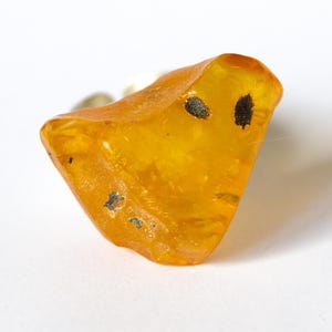 Baltic Amber Ring, Matte Sterling Silver, Square Yellow Gemstone image 5