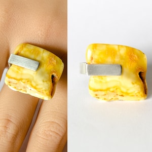 Natural Baltic Amber Ring, Sterling Silver Ring, Beautiful Stone Gift, Gift For Her, Cognac Amber, Woman Jewelry
