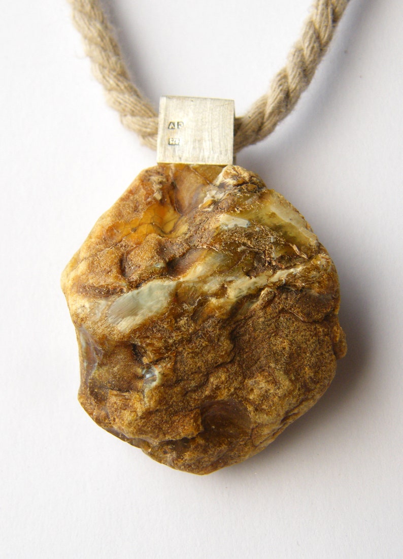 Jewelry Set, Blue Amber Pendant and Ring image 13