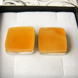 Manschettenknöpfe für Männer, Baltischer Bernstein, Silber 925, echter Bernsteinstein, orange, gelb, NEU Handmade UNIKAT