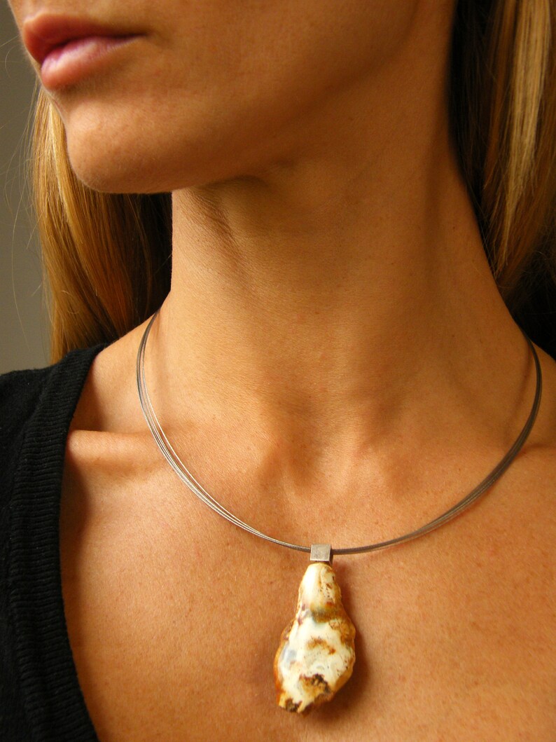 modern design genuine amberstone UNIQUE matte sterling Silver 925 necklace white giftbox,chain,New yellow Handmade Amber Pendant