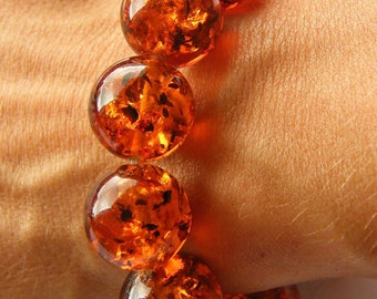 MEGA bracelet, balls, natural gemstone bead, orange, polished, modern, gift for her, woman, genuine, NEW, UNIQUE Handmade