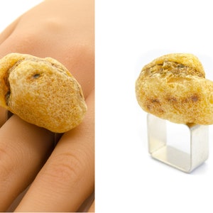 Amber Ring, Baltic Amber and Sterling Silver Ring, RAW, Bernstein, Amber Ring, Amber Jewelry, big Ring, Birthstone Ring