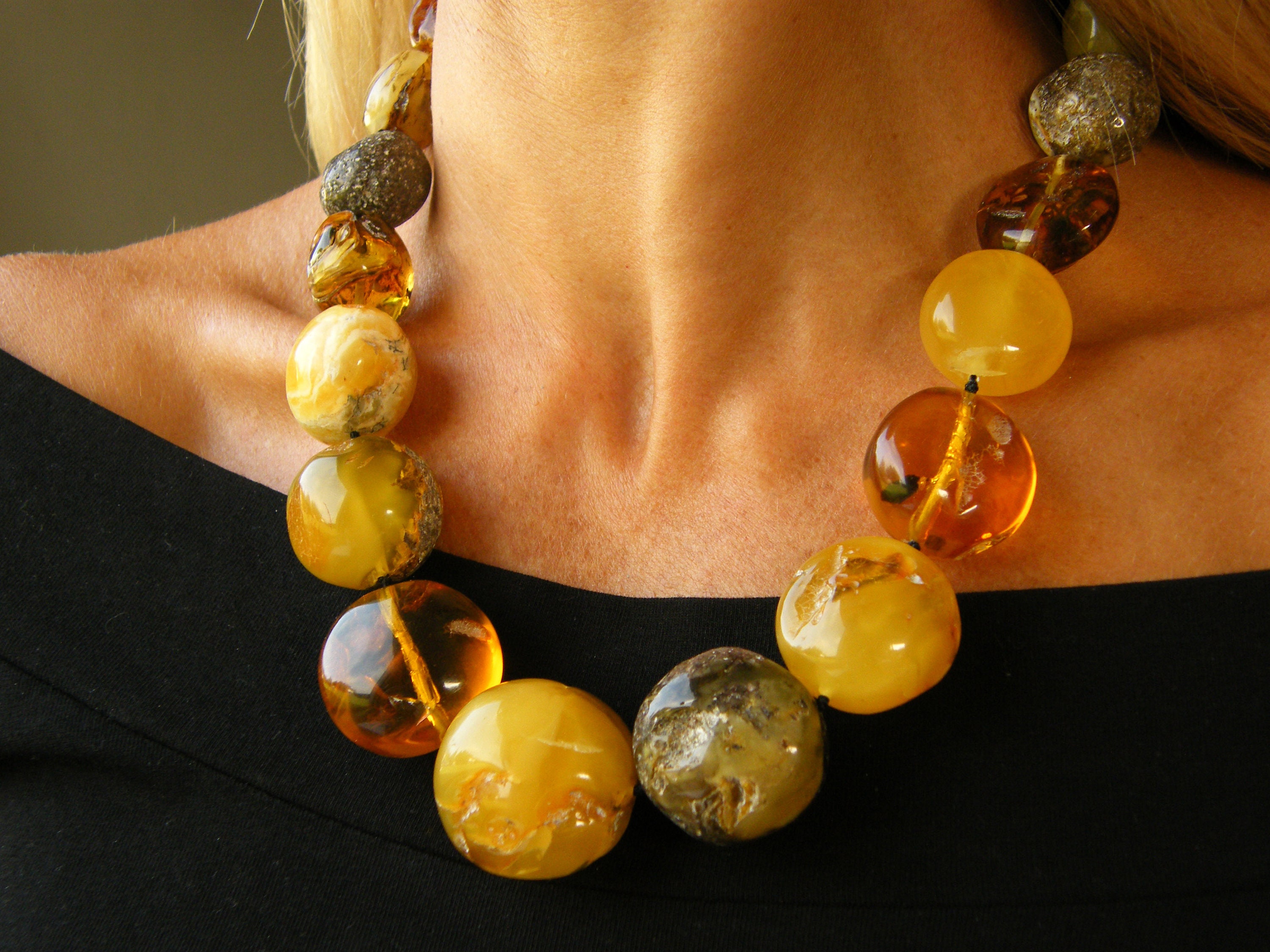 Real Baltic Amber Bead Necklace Gemstone Gift Handmade Jewelry Matte Black Stone Real Baltic Amber Bead Necklace Gemstone Gift Handmade Jewelry Matte Black Stone