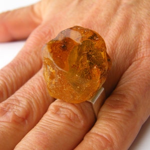 Ring Baltic Amber COGNAC genuine Amberstone woman woman ring men jewelry unique customizable Handmade Sterling Silver 925 matt
