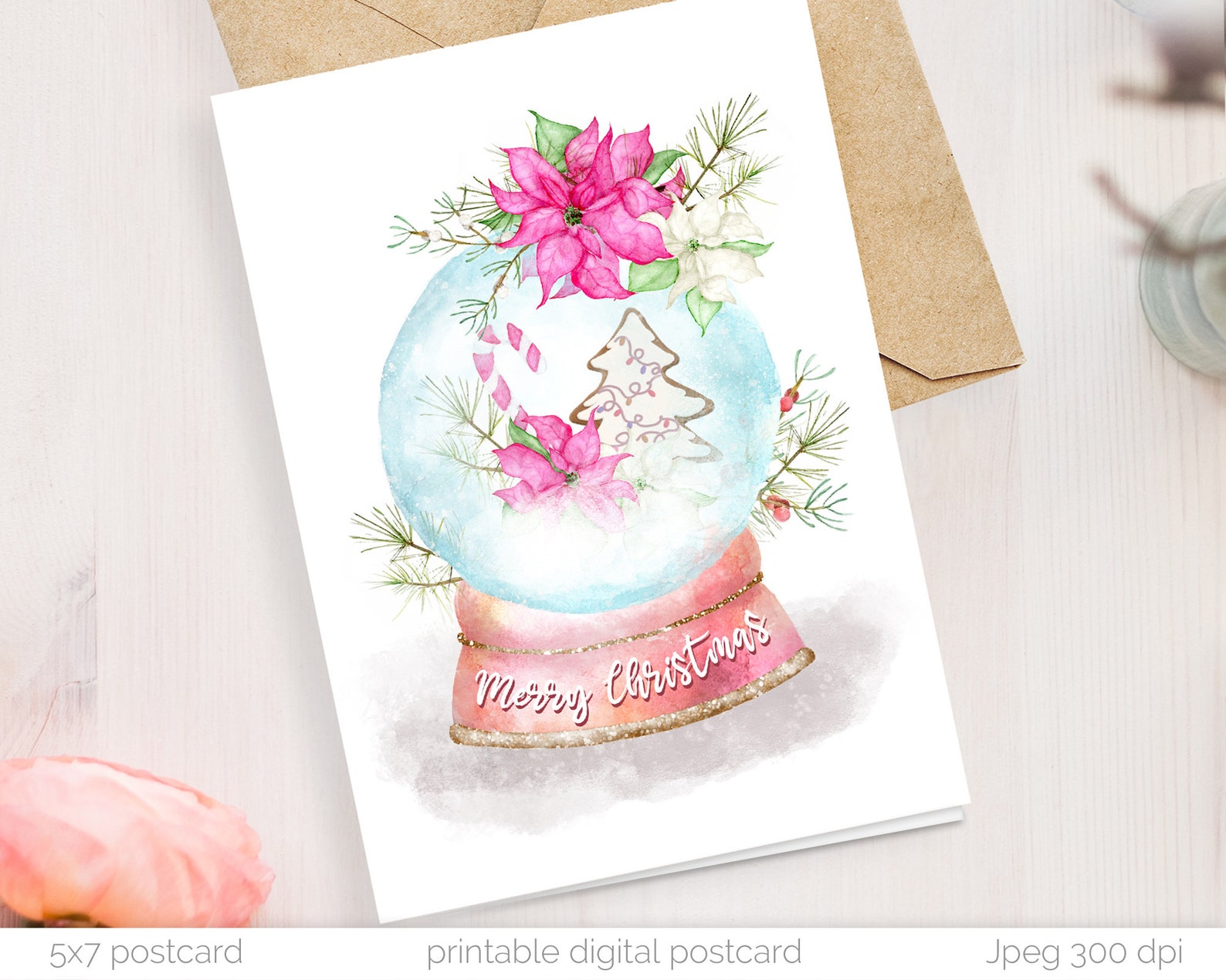 Frohe Weihnachten Karte Weihnachten Schneekugel druckbare | Etsy