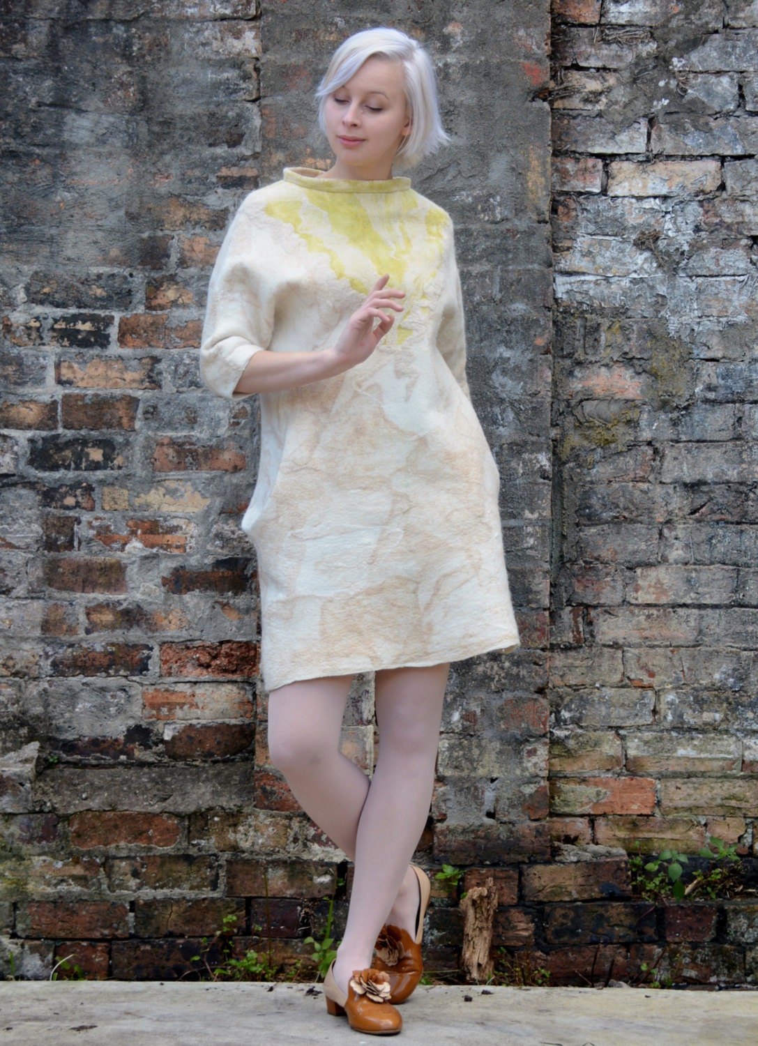 Alyona Dress Structured Nunofelt Origami Dress With Pockets - Etsy