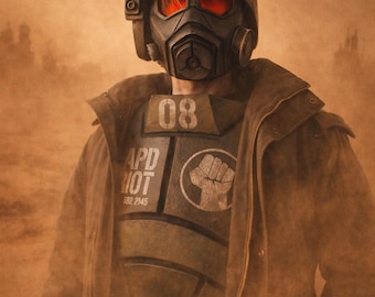 Cosplay inspirado en la armadura de placas de pecho de la NCR