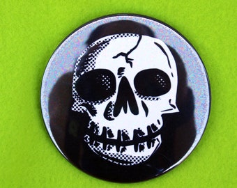 Edgy Skull Button - Black Pinback Accessory