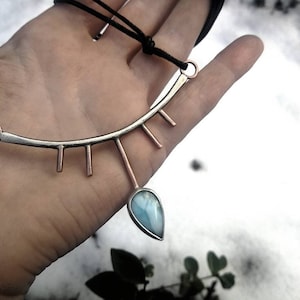 Tribal style necklace featuring larimar