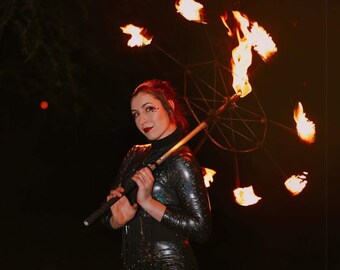 Fire Umbrella - Foldable - 8 Kevlar Wicks, Fire Dancing Parasol. Prop for Dancers