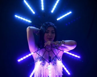 Éventails de danse LED multicolores, télécommande, accessoires de festival rave