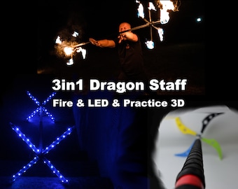 3 in 1 Fire//LED//3D Dragon Staff + Free GIFT // Fireshow // LED Show // Practice * Dance * Performers * Bellydance * Practice * Festival