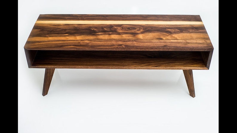 Mid Century Modern Coffee Table, coffee Table, Modern Coffee Table, Walnut Coffee Table, Solid Wood Coffee Table, Coffee Table, mixed media image 3