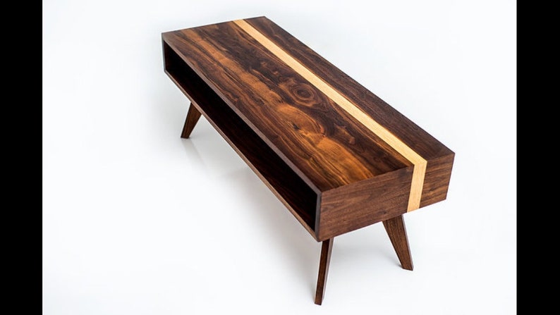 Mid Century Modern Coffee Table, coffee Table, Modern Coffee Table, Walnut Coffee Table, Solid Wood Coffee Table, Coffee Table, mixed media image 1