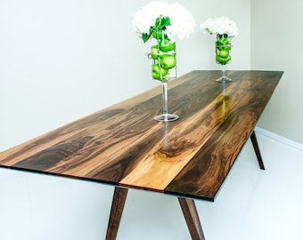 walnut dining table, walnut coffee table,mid century modern living room, dining table, mid mod, walnut kitchen table, American black walnut