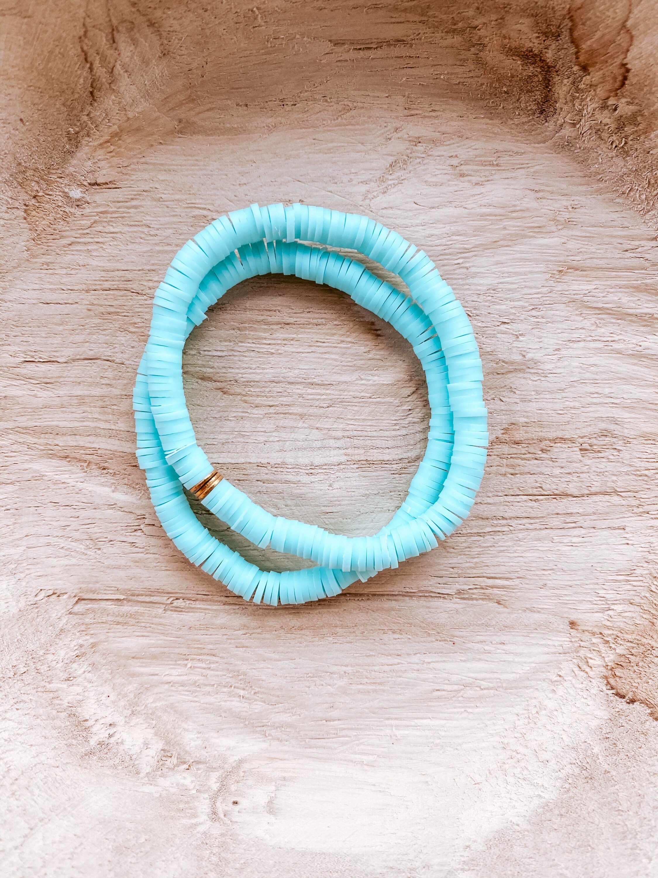 Aquamarine Heishi Beaded Bracelet Clay Beaded Bracelet | Etsy