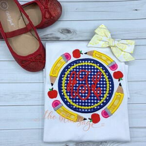 Back to school monogram pencil shirt