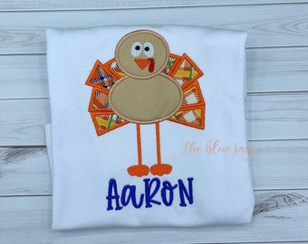 Boys personalized tall thanksgiving turkey shirt or bodysuit