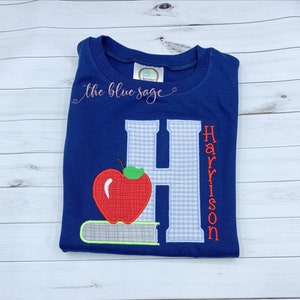 Back to school book and Apple  personalized short sleeve  shirt