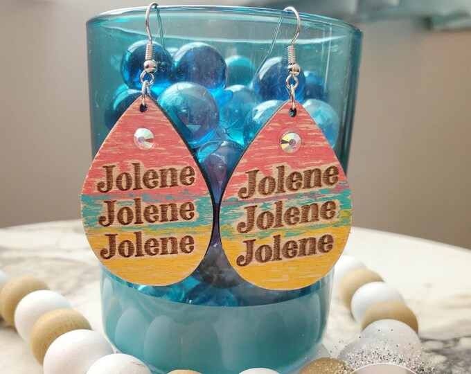 Jolene | Fun Dangle Earrings | Custom Hand Painted | Laser Cut and Engraved | Wood