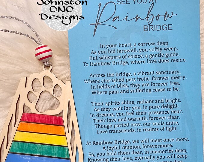 Personalized | Rainbow Bridge | See you at Rainbow Bridge | Dog Memorial Ornament | Pet Ornament | Christmas | Keepsake Story Ornament