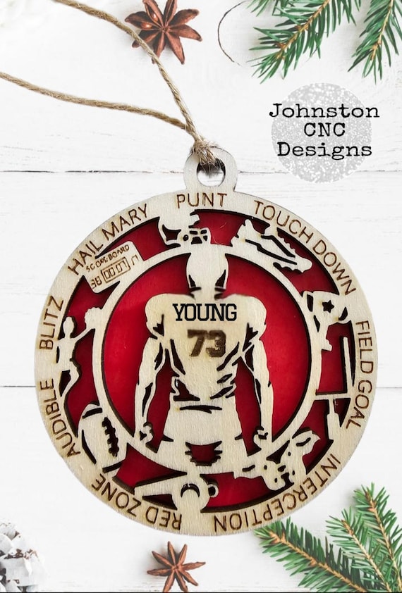 Personalized Football Player Ornament | Sports Ornament | Custom Color | Name