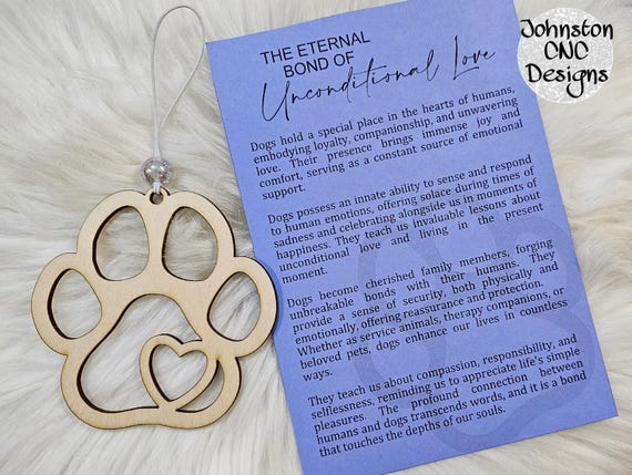Dogs | Dog Paw Ornament | Unconditional Love | Story Card Ornament | Love | Gift | Christmas