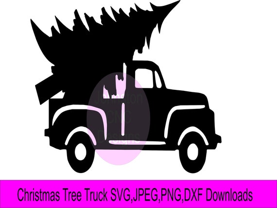 Christmas Tree Truck Svg, Jpeg, Png, Dxf -Download Files Digital Laser Machines CNC Silhouette Cut File