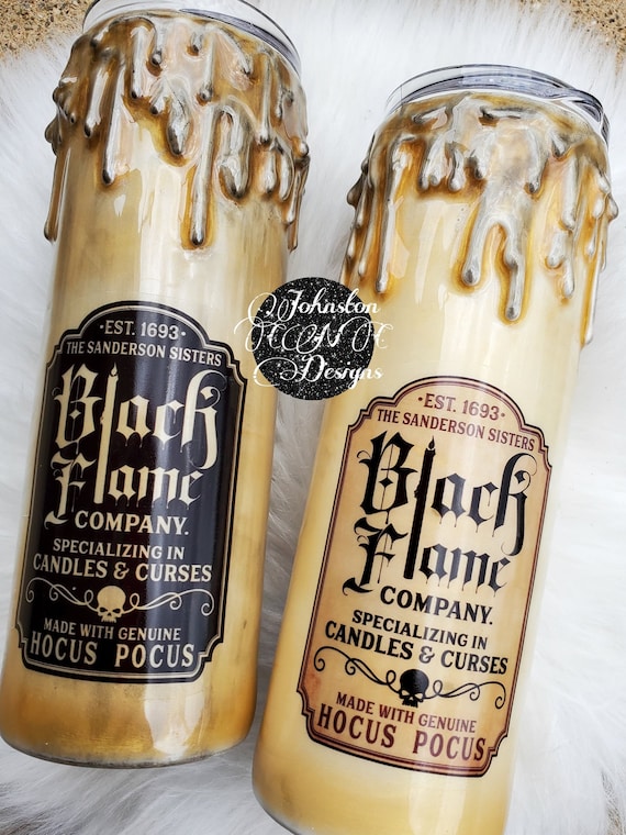Black Flame Candle Tumbler | Hocus Pocus | 20oz Slim | Stainless Steel