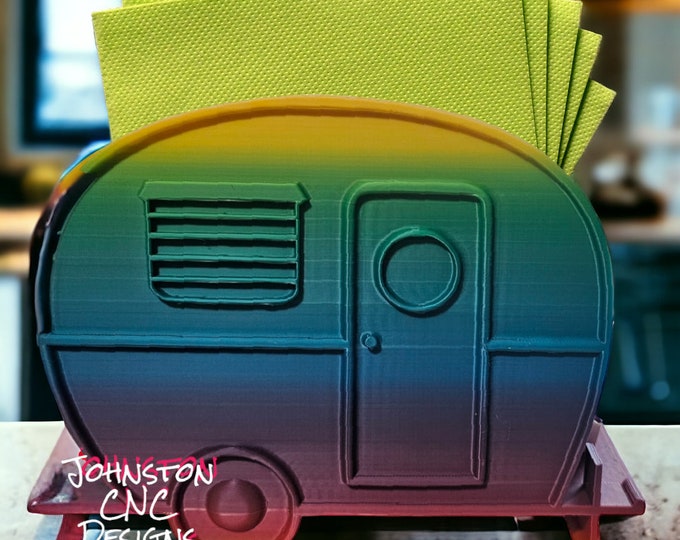 Camper | RV | Retro Camper | Napkin Holder | Rainbow | 3D Printed