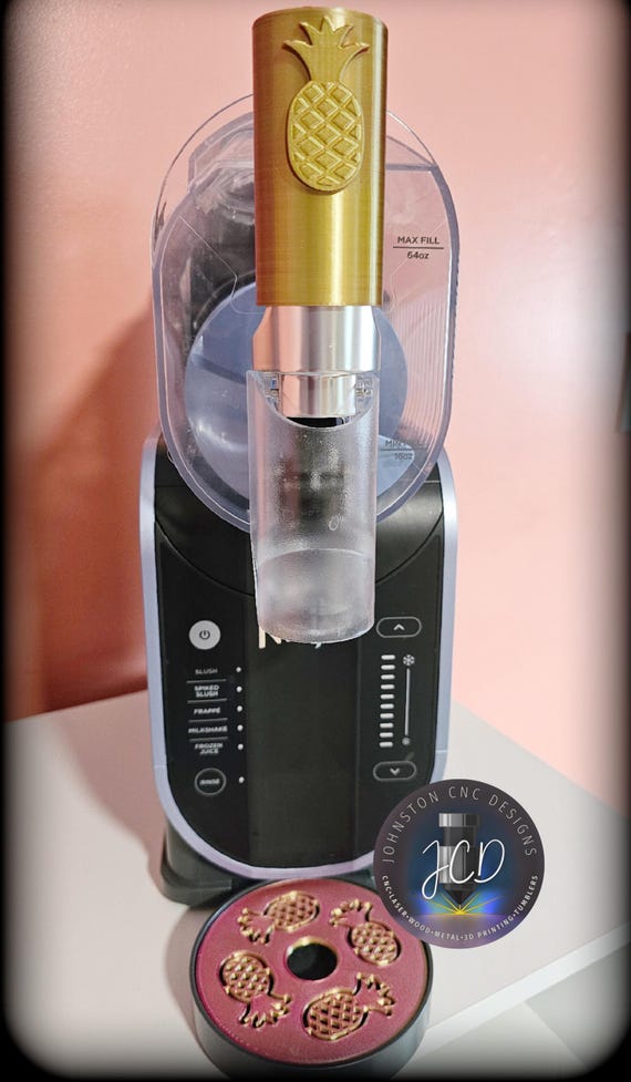 Slushi Machine Fun Pineapple accessories, 3D printed, comes with handle and drip tray available in color options