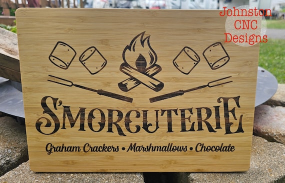 Smorcuterie Board | Camping | Smores| Cutting Board | Serving Board | Tray | Party | White Elephant Gift | Humor | Fun