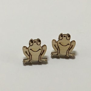Wooden Frog Earrings