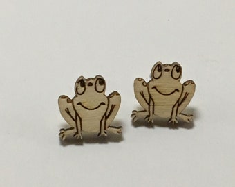 Wooden Frog Earrings