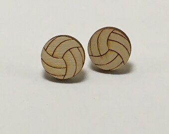 Wooden Volleyball Earrings