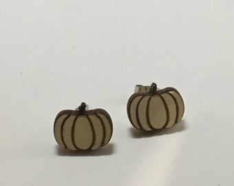 Wooden Pumpkin Earrings