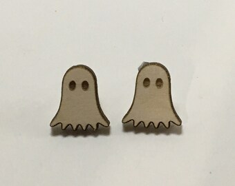 Wooden Ghost Earrings