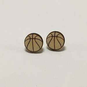 Wooden Basketball Earrings