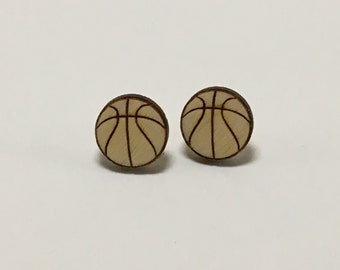 Wooden Basketball Earrings