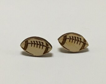 Wooden Football Earrings