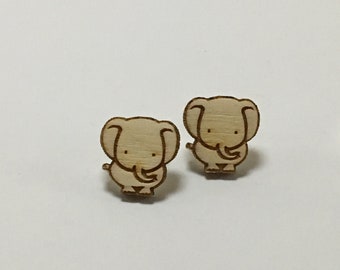 Wooden Elephant Earrings
