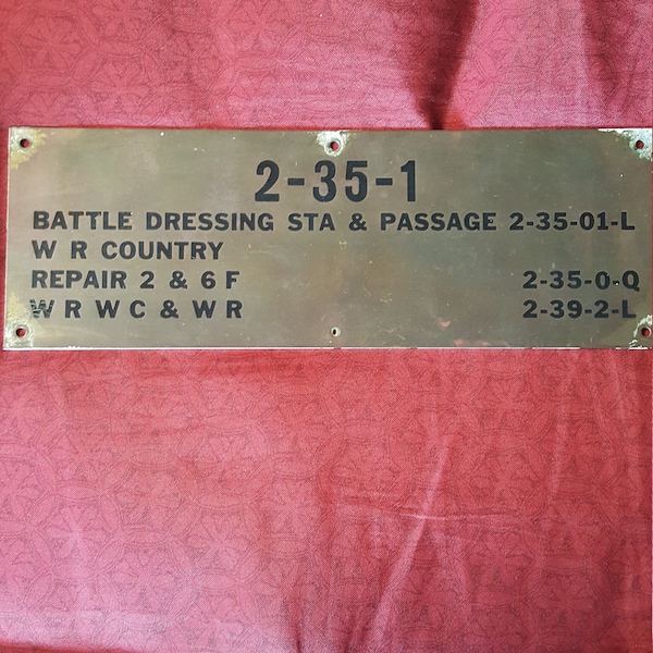 Military plaque, ship, onboard location or direction plaque,