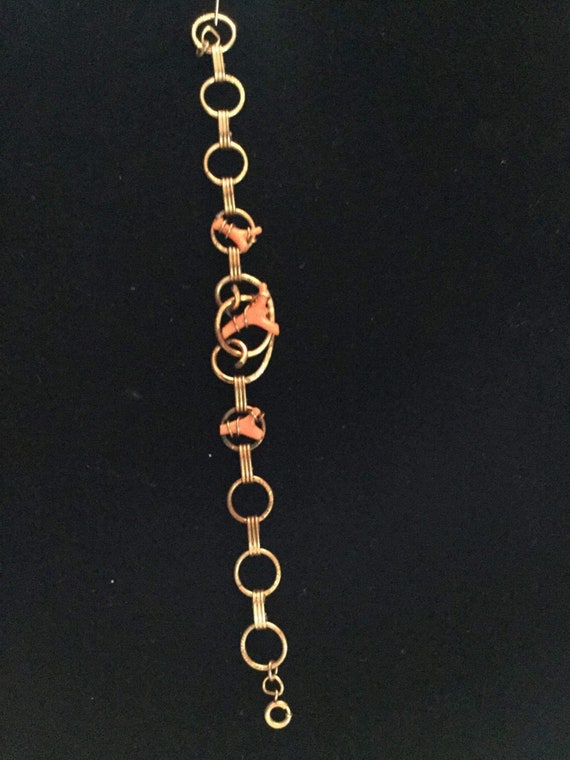 Antique Coral branch and Gold Filled bracelet