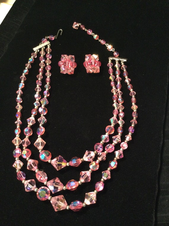 Pink Crystal necklace and earrings