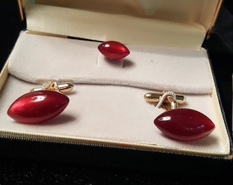 Red swank cufflinks original box vintage, unused