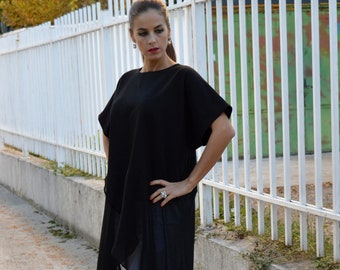Black Loose Oversized Top,Plus Size Tunic, Asymmetric Top, Maternity Tunic, Loose Fitted Tunic, One Size Elegant Top, Oversized Clothing