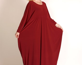 Red Abaya-Kaftan Dress- Elegant Caftan-Plus Size Dress- Oversized Dress- One Size- Maternity Dress