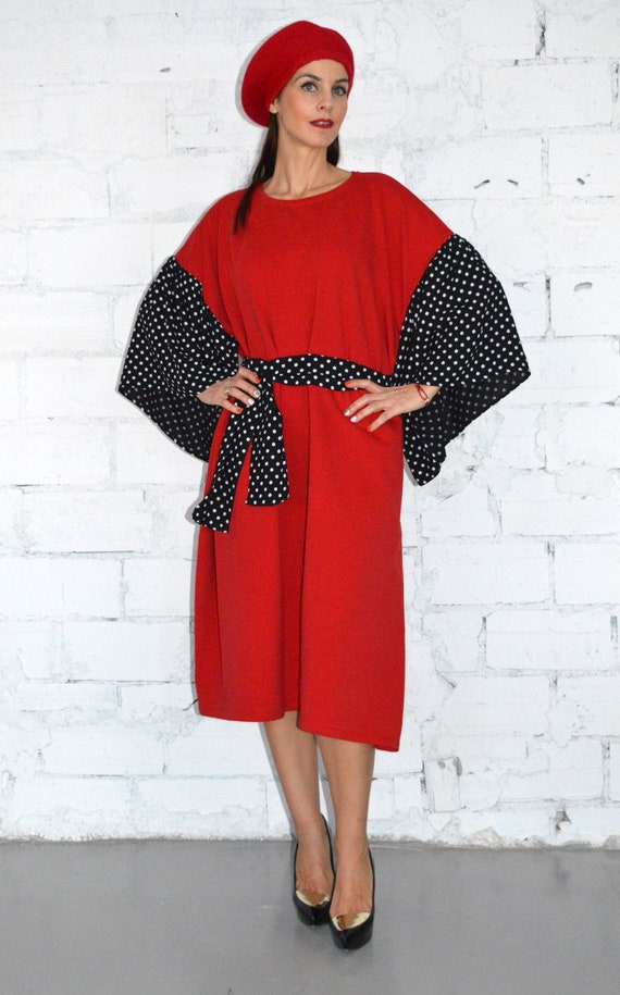 sachin and babi light blue dress Unique Bargains Plus Size Dress for Women Casual Elbow Sleeve Sweetheart  Print Midi Ruffle Dresses Red 4X main image 1